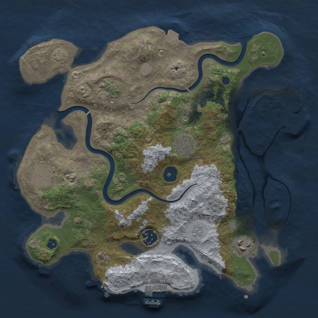 Rust Map: Procedural Map, Size: 3200, Seed: 936989063, 12 Monuments