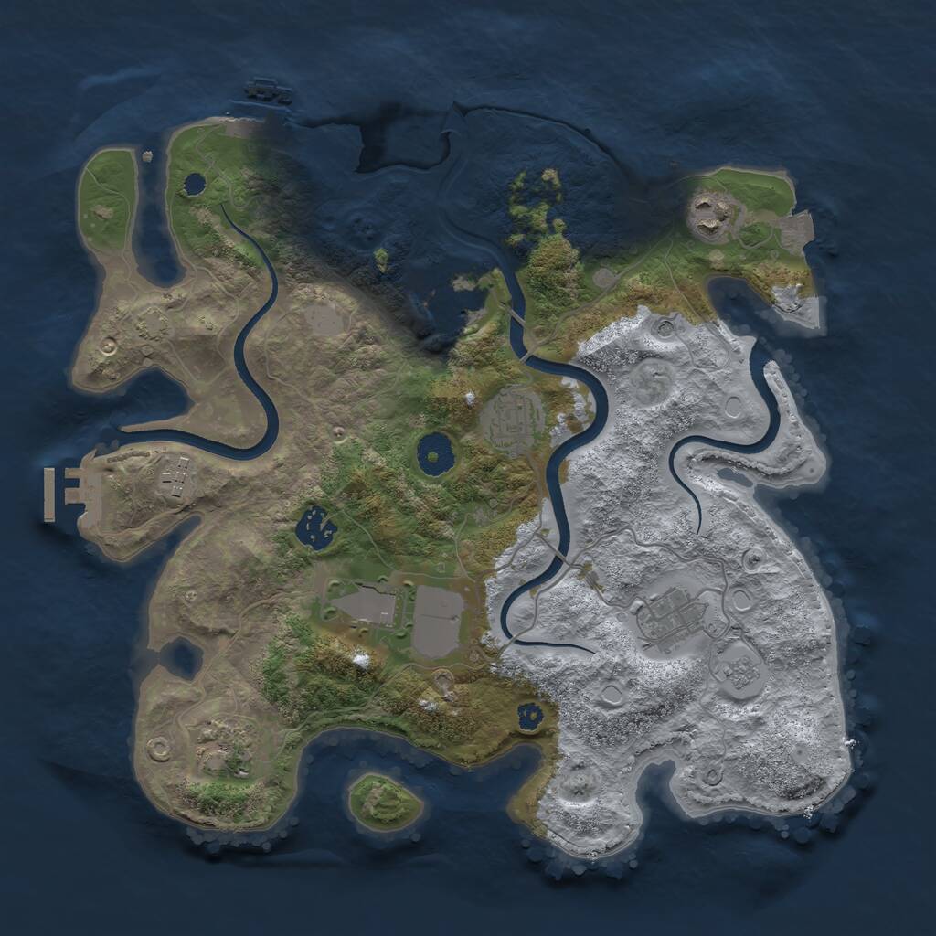 Rust Map: Procedural Map, Size: 3500, Seed: 338562046, 14 Monuments