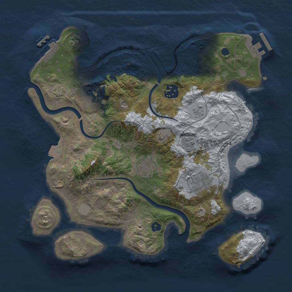 Rust Map: Procedural Map, Size: 3000, Seed: 1677516501, 11 Monuments