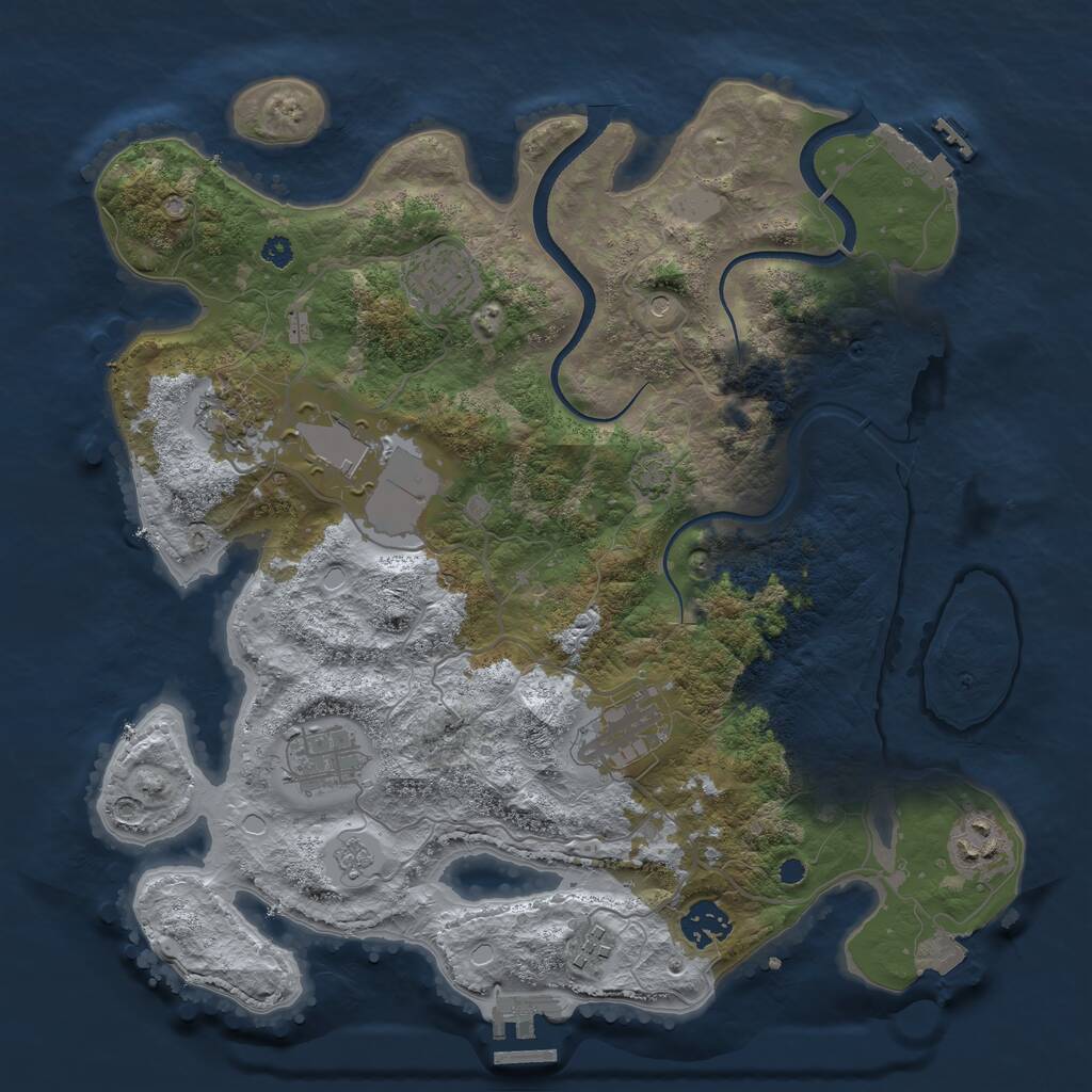 Rust Map: Procedural Map, Size: 3500, Seed: 857665, 14 Monuments