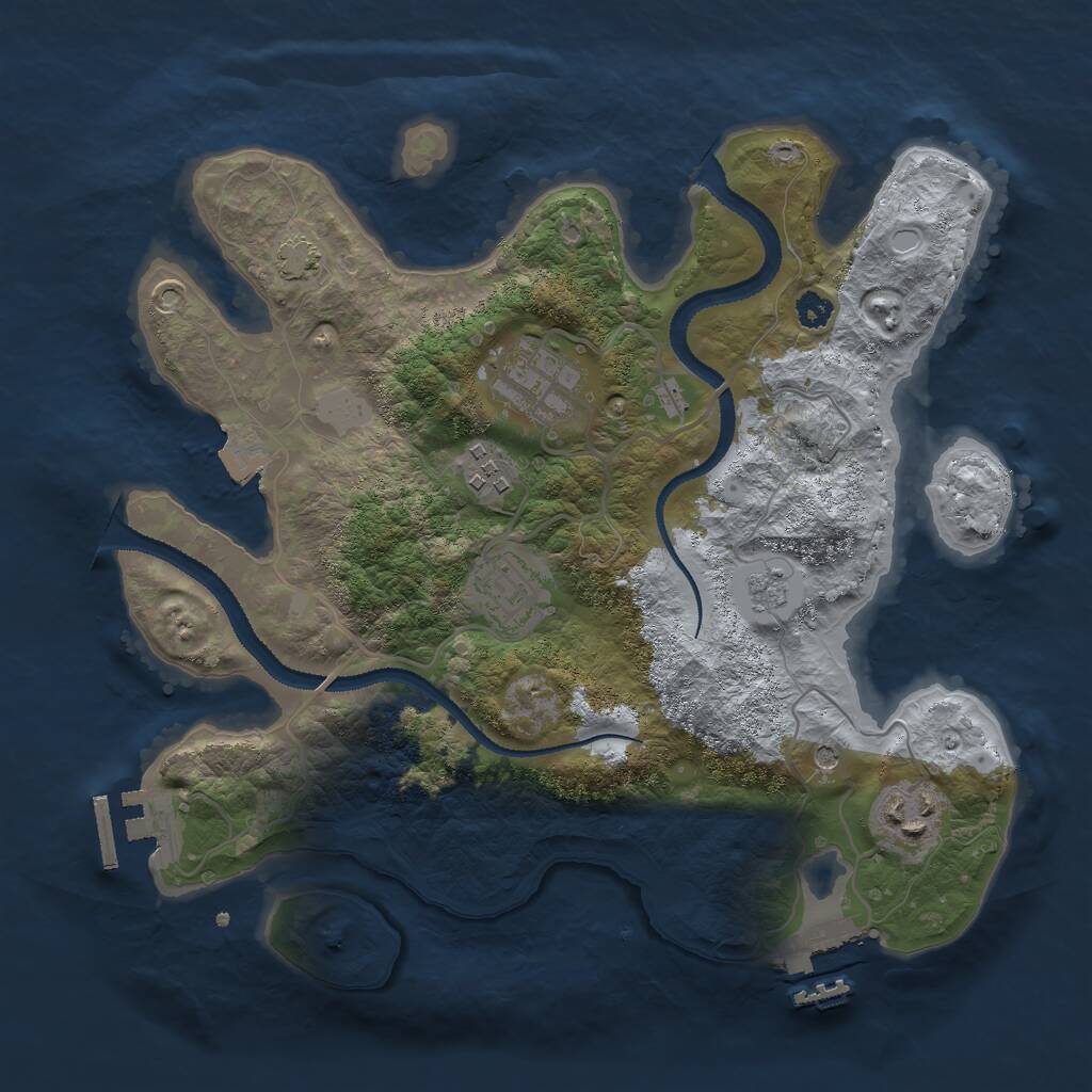 Rust Map: Procedural Map, Size: 3000, Seed: 1222911170, 10 Monuments