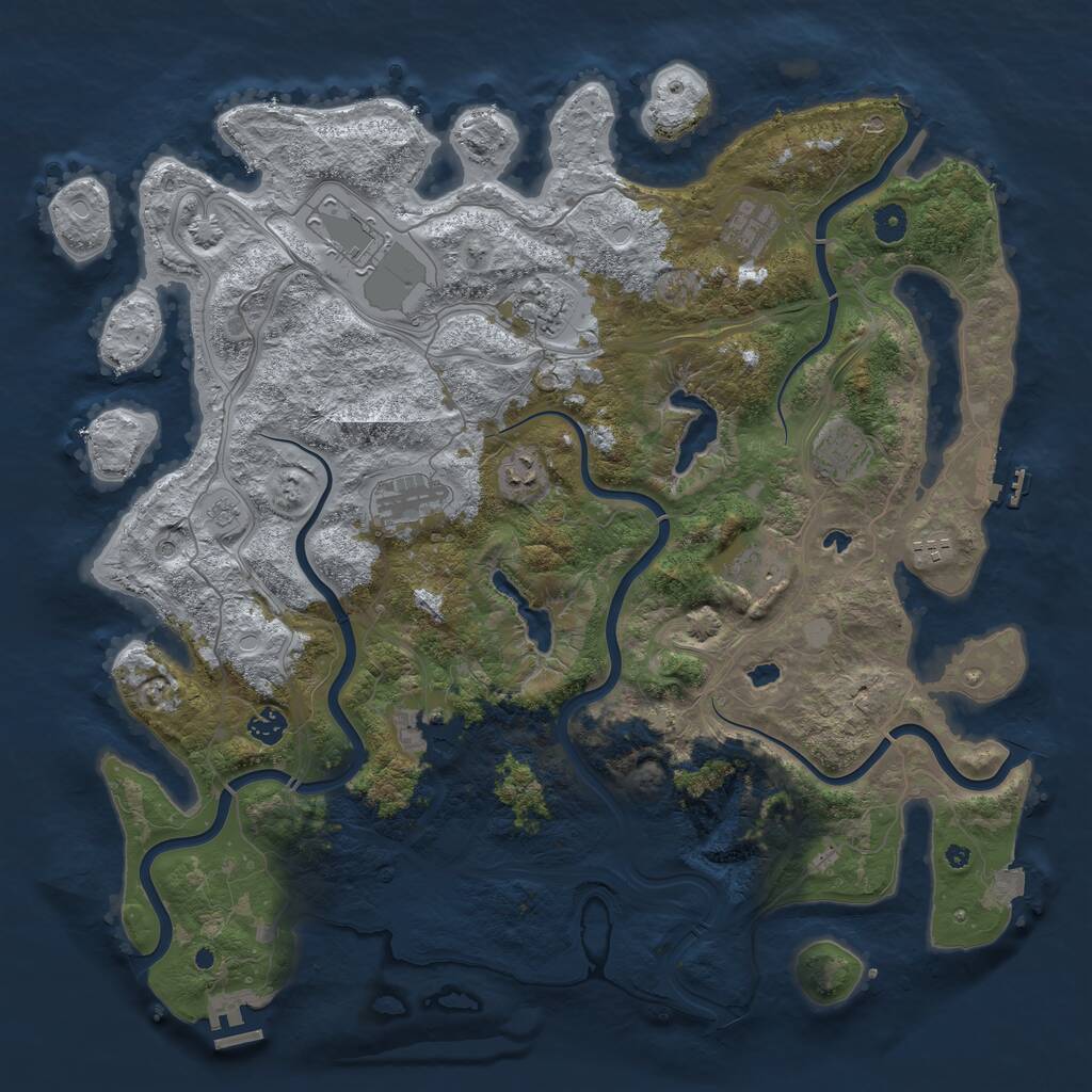 Rust Map: Procedural Map, Size: 4500, Seed: 796179, 16 Monuments