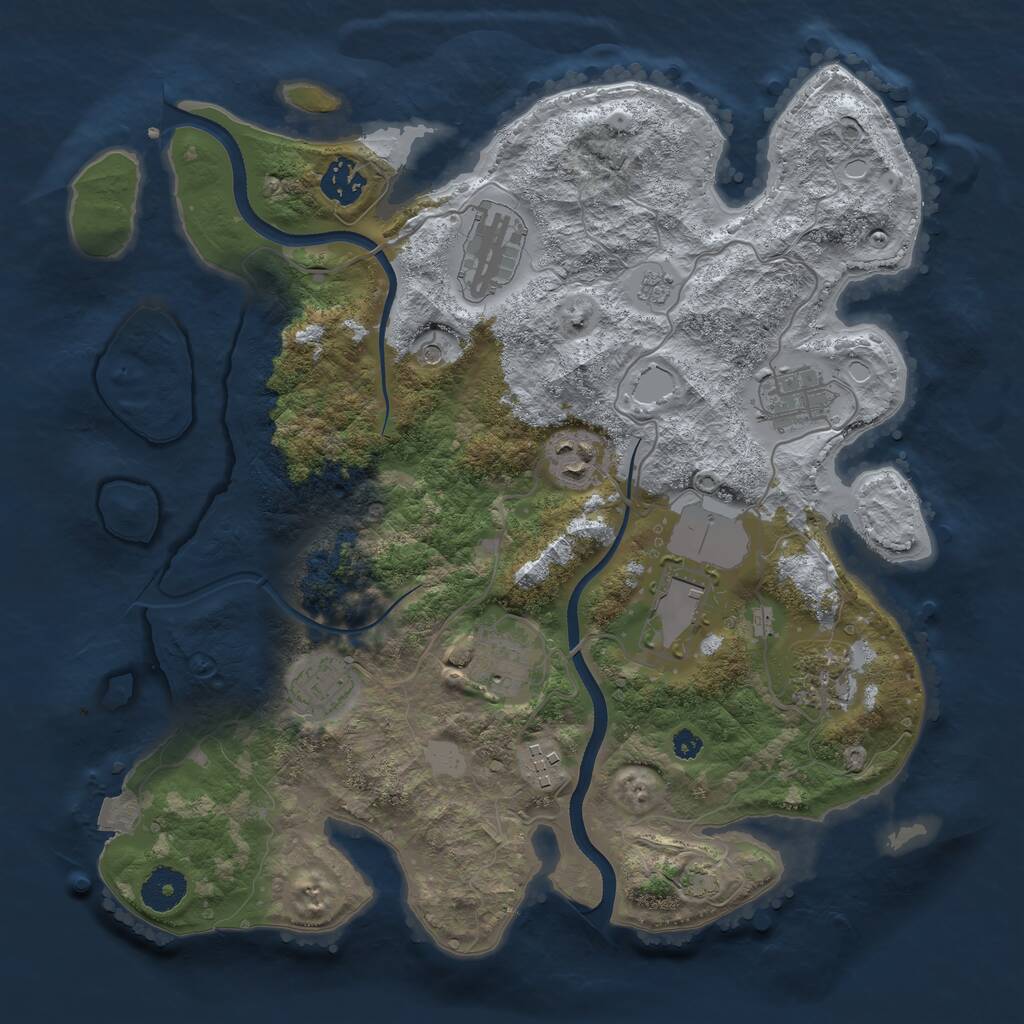 Rust Map: Procedural Map, Size: 3500, Seed: 220727, 13 Monuments