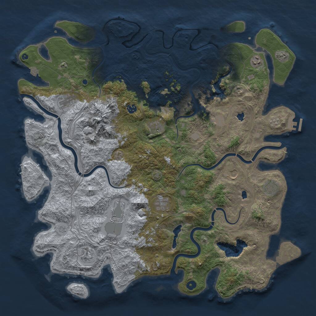 Rust Map: Procedural Map, Size: 5000, Seed: 1521, 16 Monuments