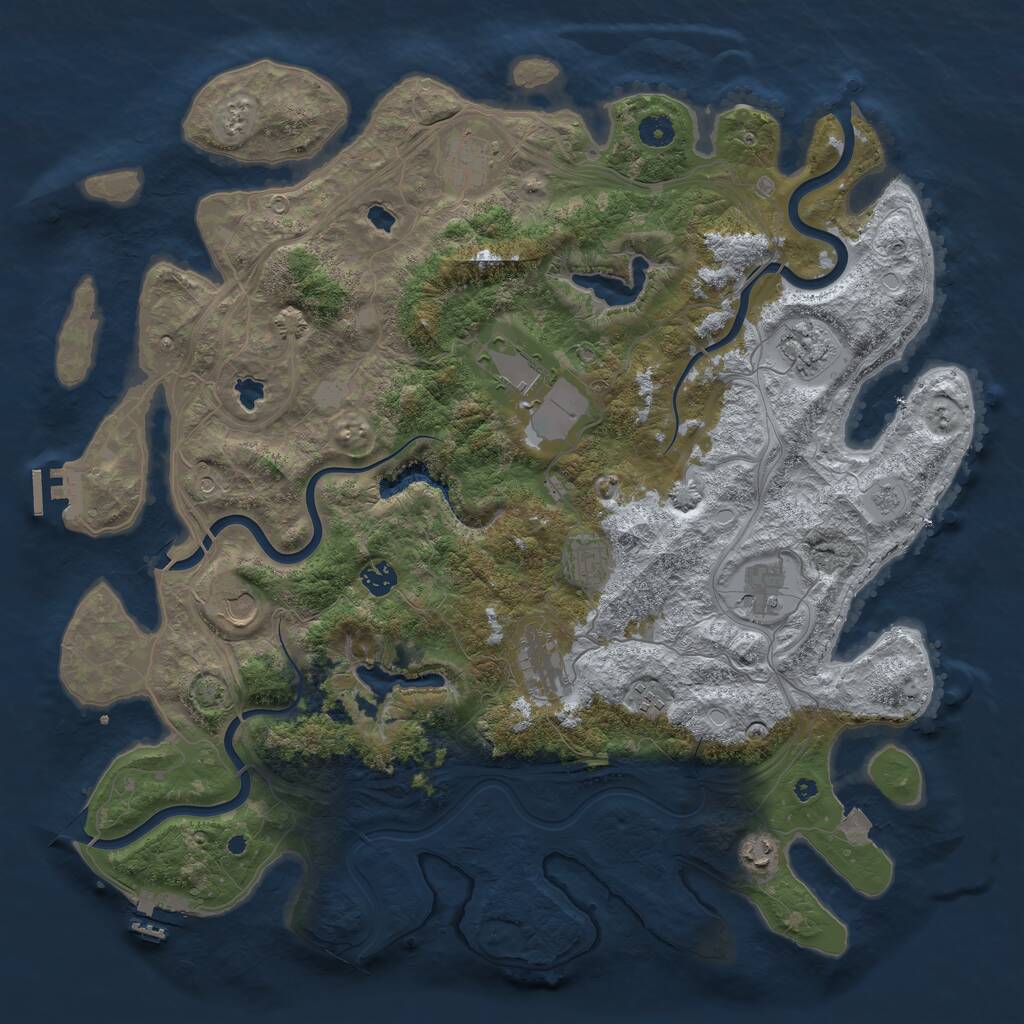 Rust Map: Procedural Map, Size: 4500, Seed: 865159931, 16 Monuments