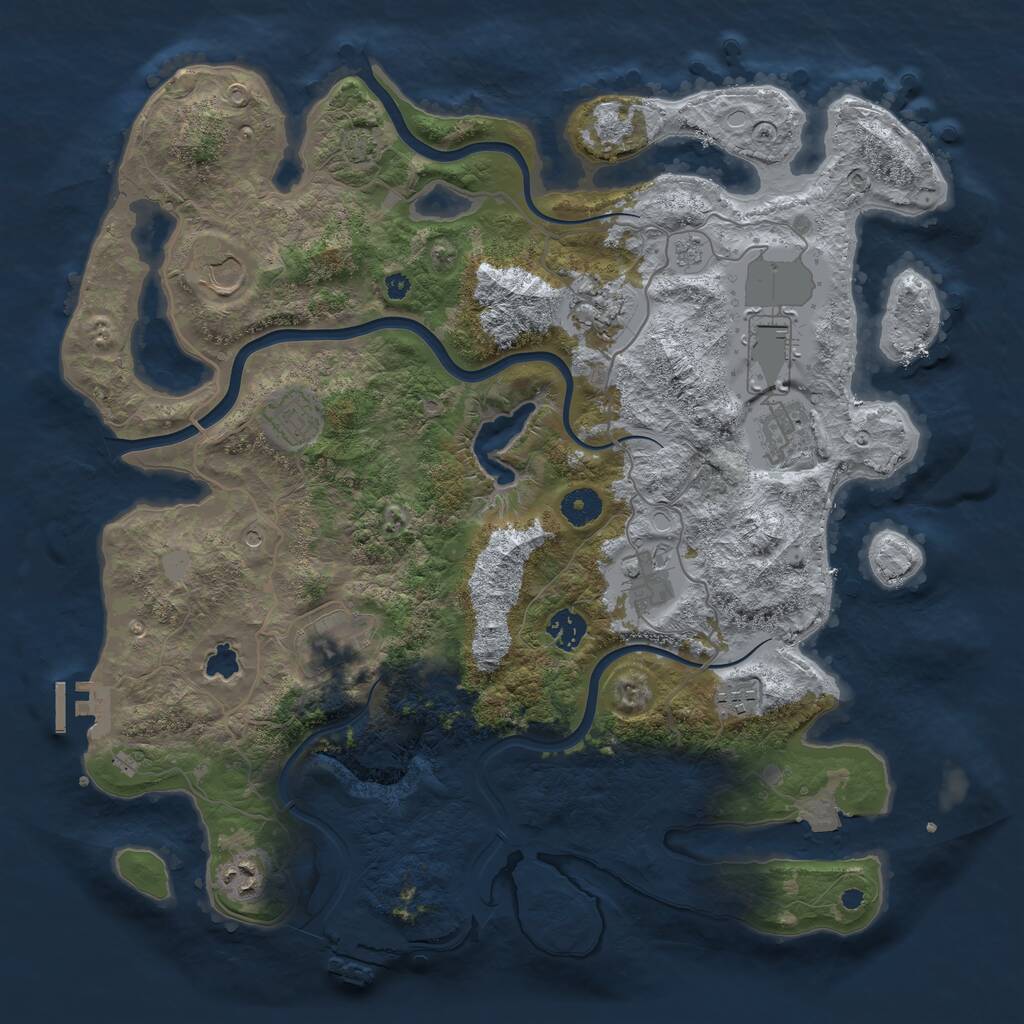 Rust Map: Procedural Map, Size: 4000, Seed: 652339, 16 Monuments