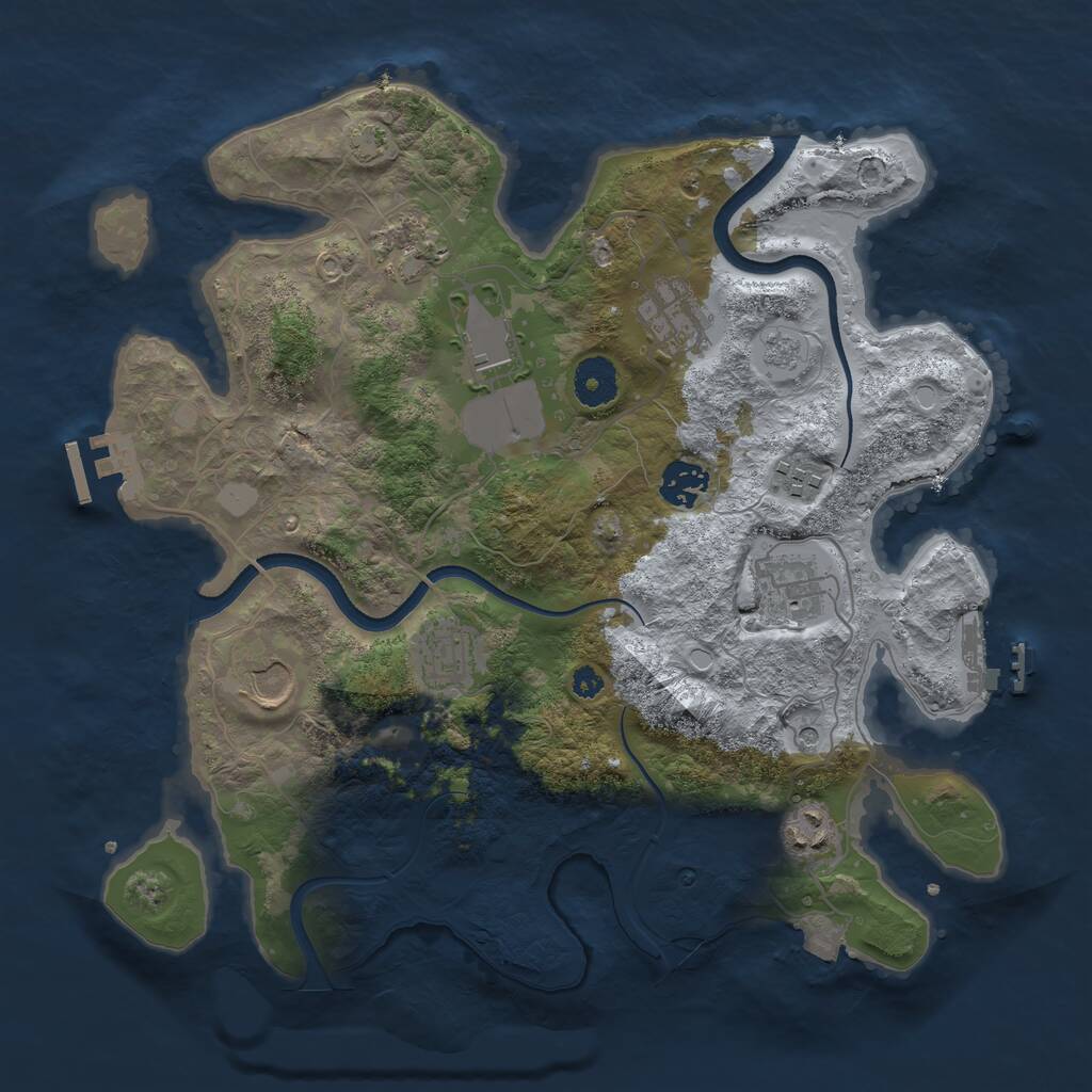 Rust Map: Procedural Map, Size: 3500, Seed: 513381, 15 Monuments