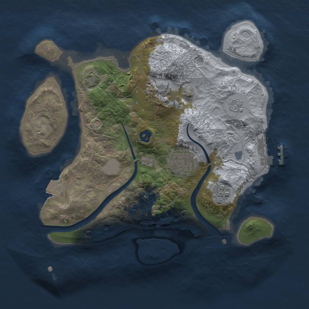 Rust Map: Procedural Map, Size: 2500, Seed: 77760, 8 Monuments