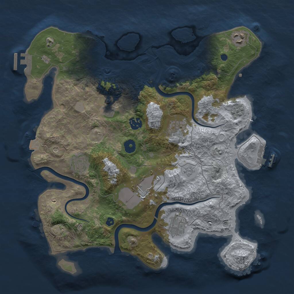 Rust Map: Procedural Map, Size: 3500, Seed: 268744, 14 Monuments