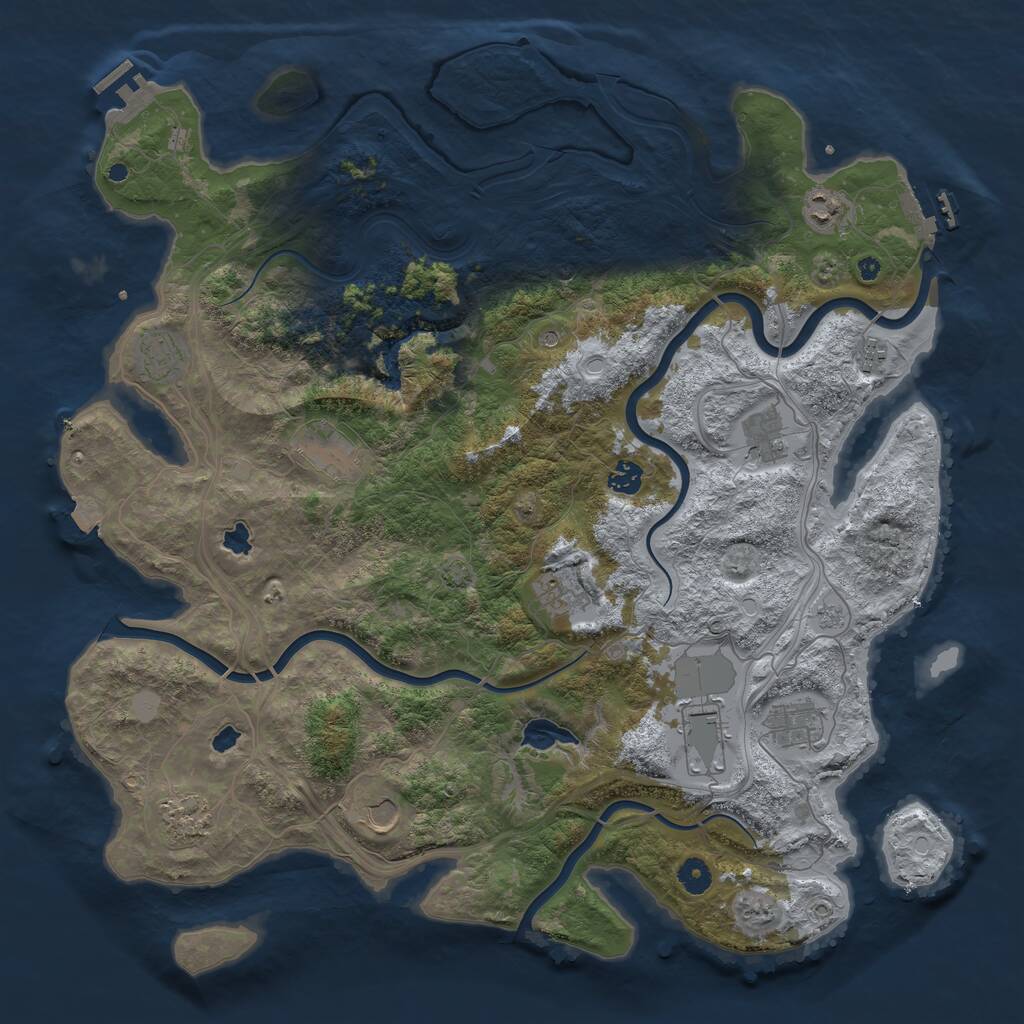 Rust Map: Procedural Map, Size: 4500, Seed: 884351, 17 Monuments