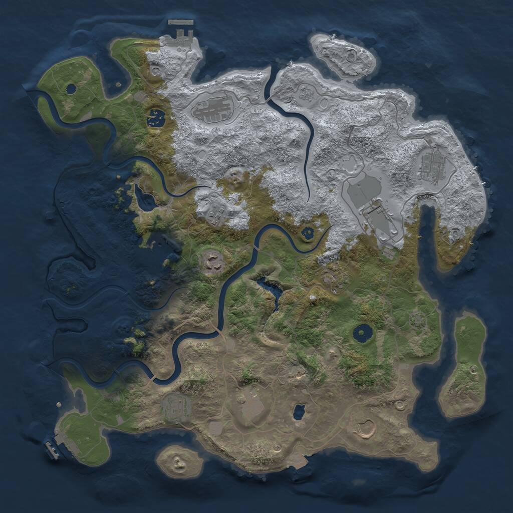 Rust Map: Procedural Map, Size: 4100, Seed: 76184477, 17 Monuments