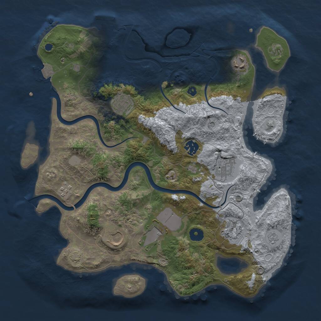 Rust Map: Procedural Map, Size: 3500, Seed: 986264, 13 Monuments