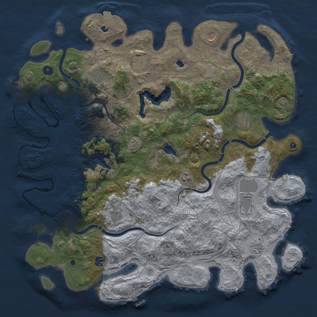 Rust Map: Procedural Map, Size: 4800, Seed: 176931925, 16 Monuments