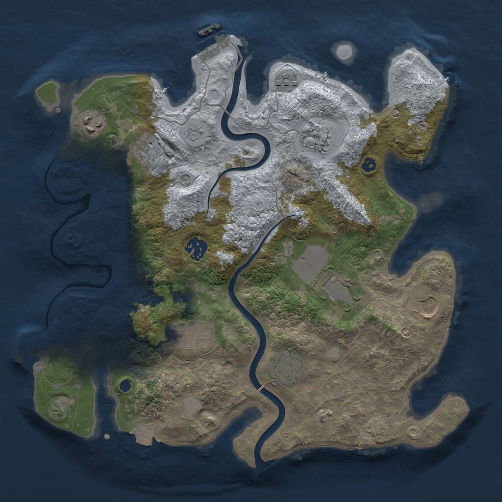Rust Map: Procedural Map, Size: 3500, Seed: 48273195, 15 Monuments