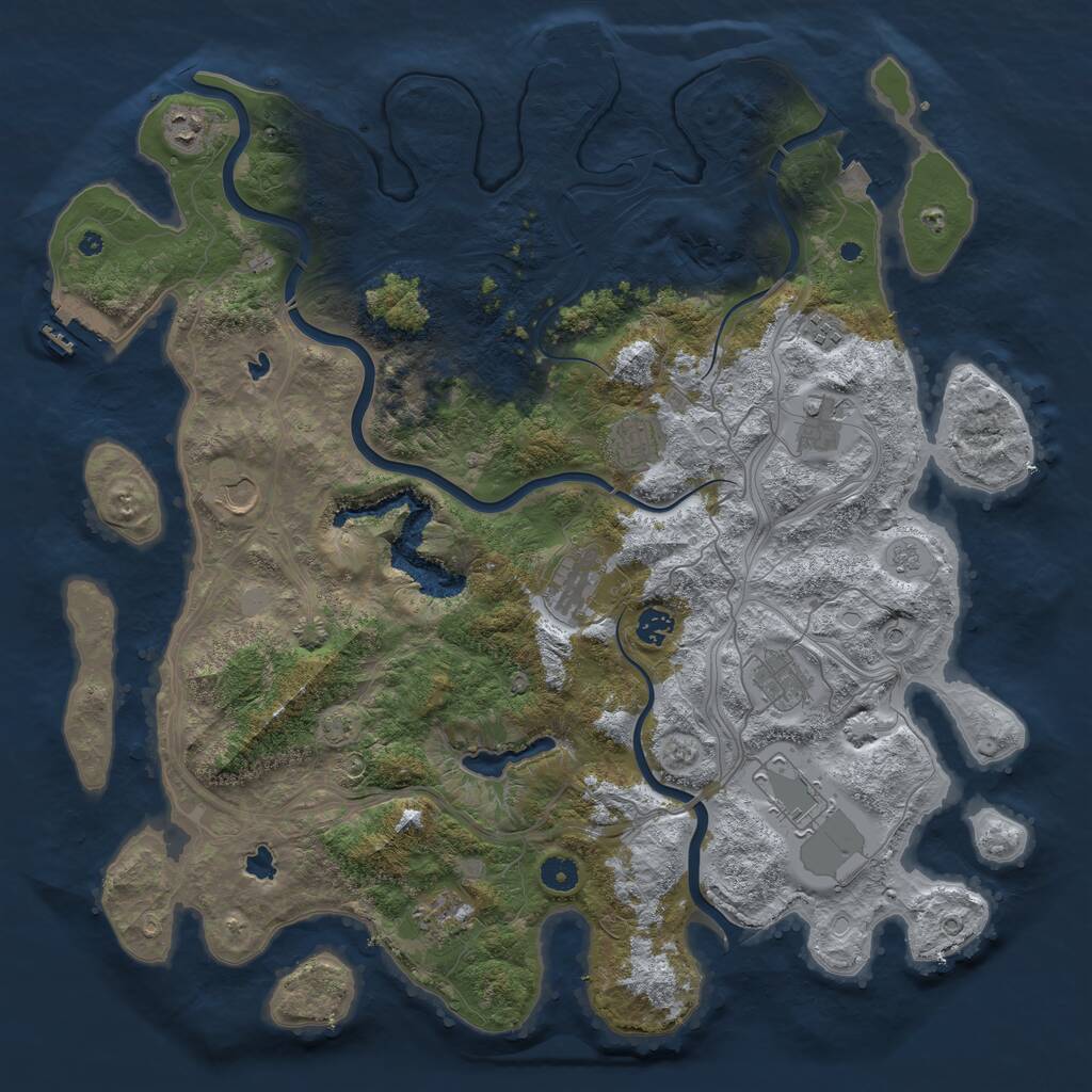 Rust Map: Procedural Map, Size: 4500, Seed: 228890, 16 Monuments