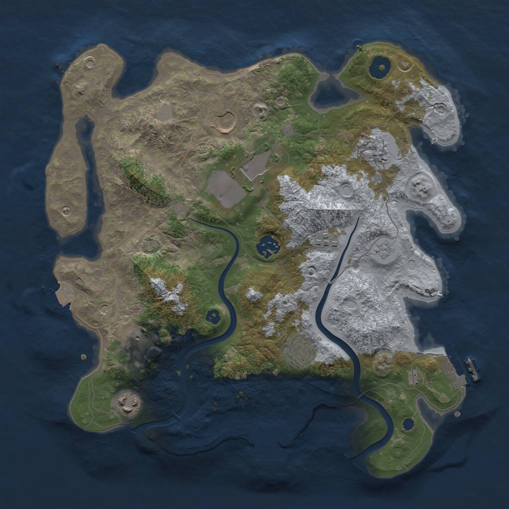 Rust Map: Procedural Map, Size: 3500, Seed: 864258, 14 Monuments