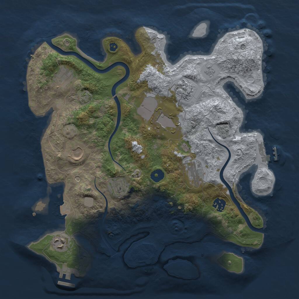 Rust Map: Procedural Map, Size: 3500, Seed: 613489211, 15 Monuments