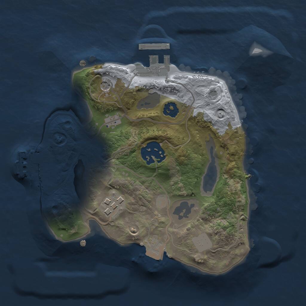 Rust Map: Procedural Map, Size: 2000, Seed: 51288, 6 Monuments