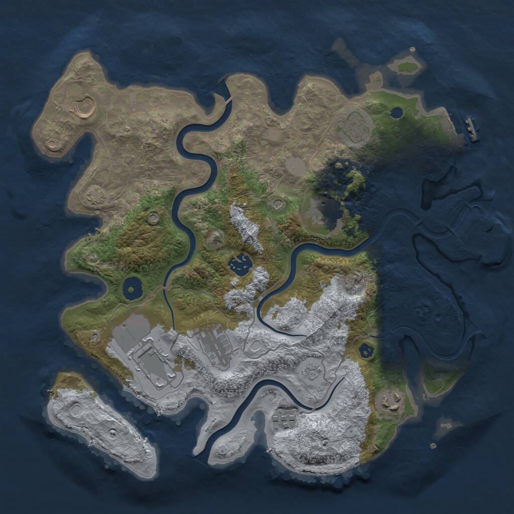 Rust Map: Procedural Map, Size: 3500, Seed: 791105, 14 Monuments