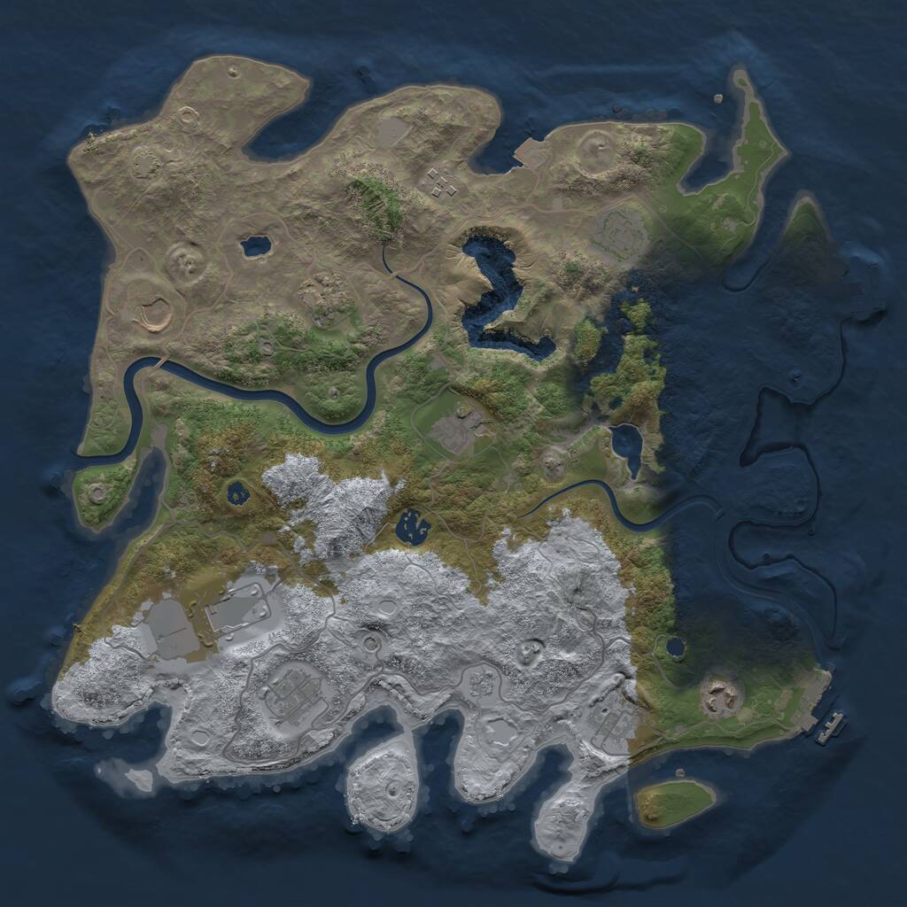 Rust Map: Procedural Map, Size: 4000, Seed: 844643, 16 Monuments