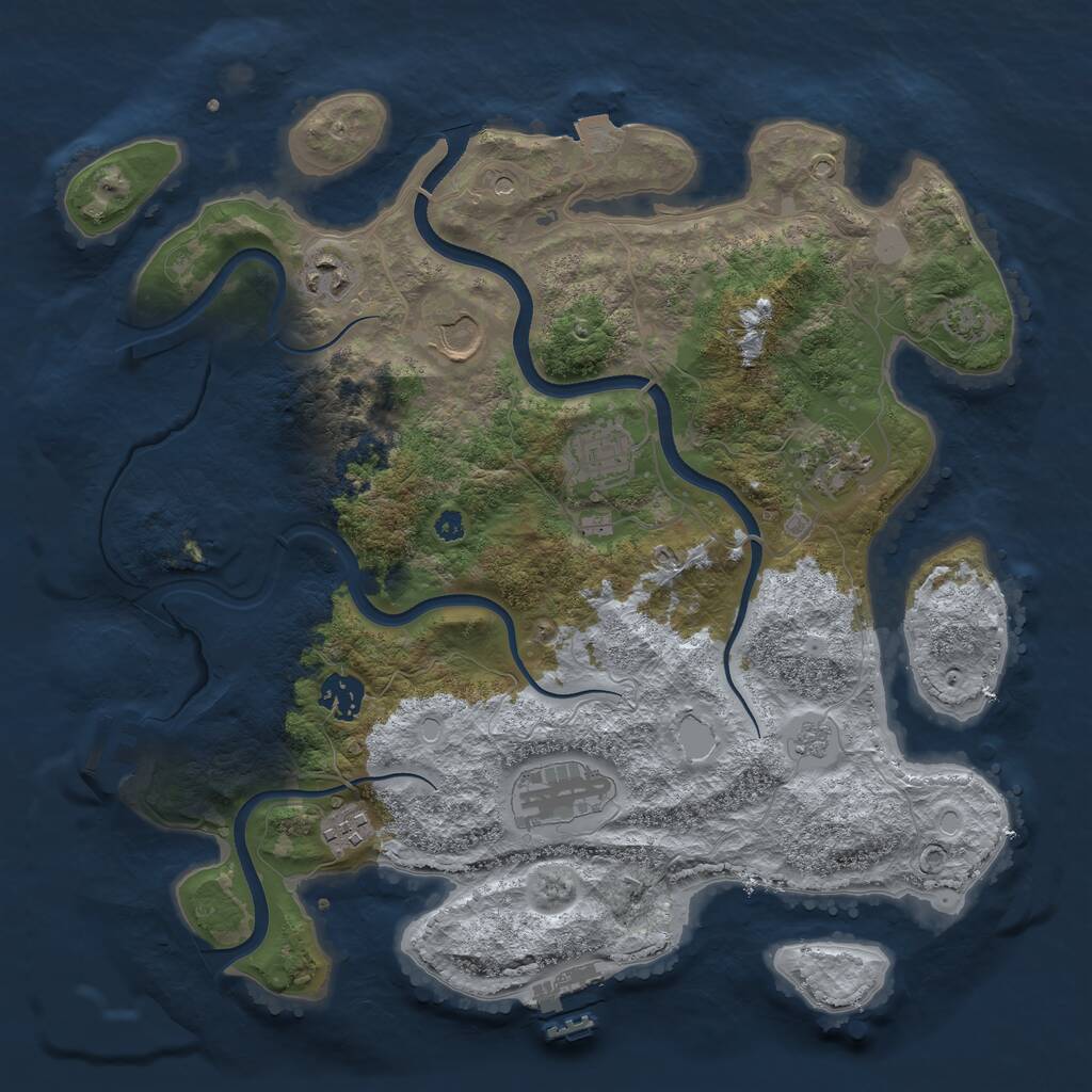 Rust Map: Procedural Map, Size: 3600, Seed: 861263533, 13 Monuments