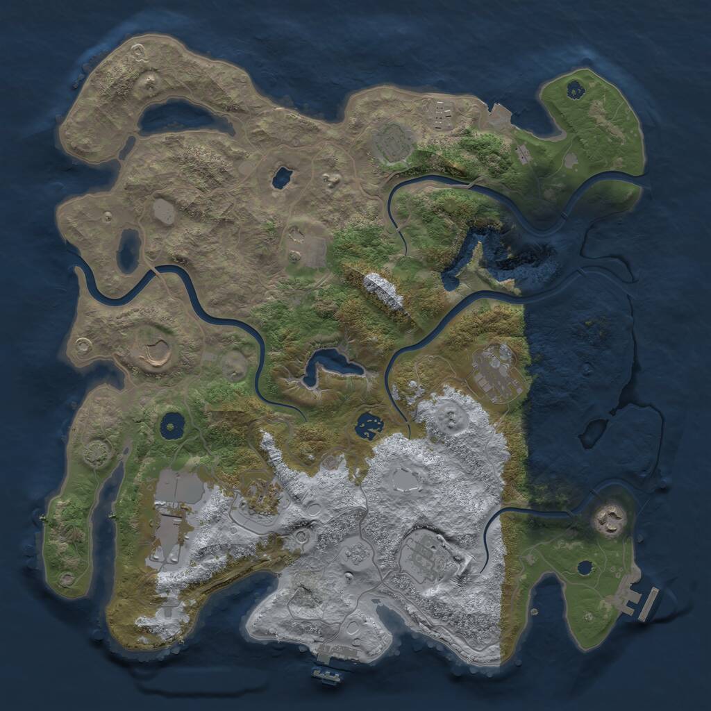 Rust Map: Procedural Map, Size: 4000, Seed: 638953, 16 Monuments