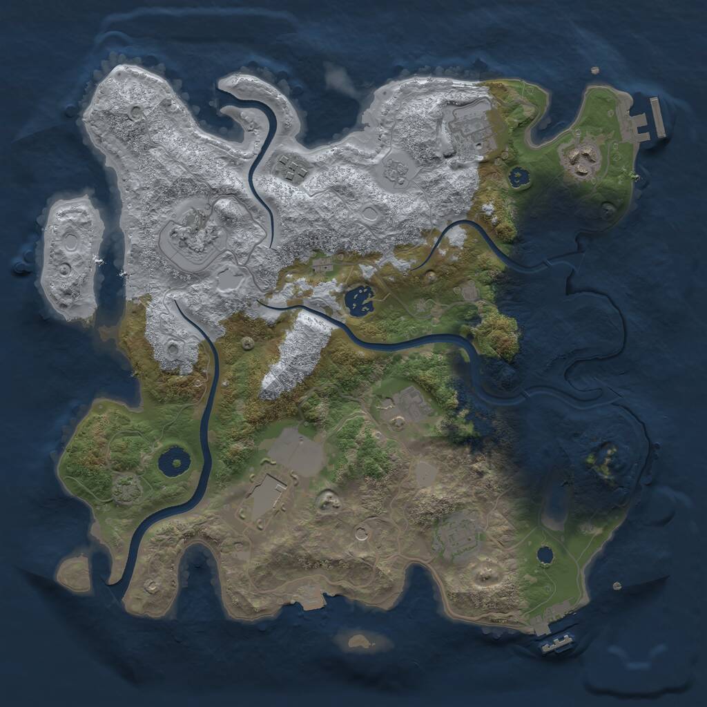 Rust Map: Procedural Map, Size: 3500, Seed: 461235, 14 Monuments