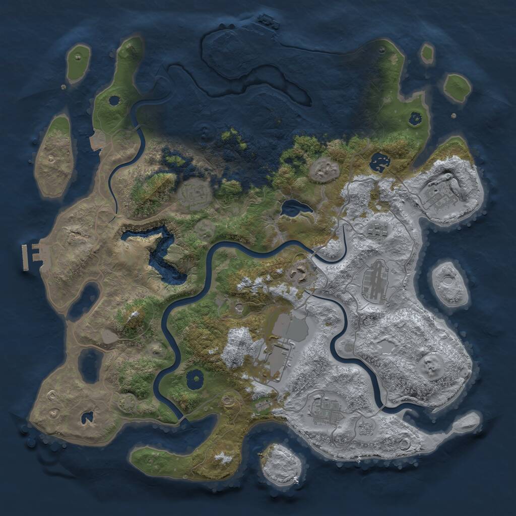Rust Map: Procedural Map, Size: 4000, Seed: 807257, 14 Monuments
