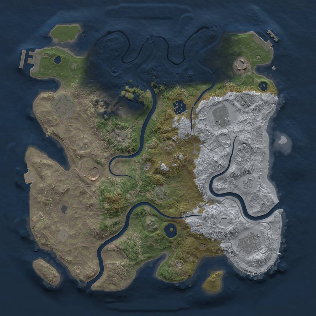 Rust Map: Procedural Map, Size: 3500, Seed: 838752562, 14 Monuments
