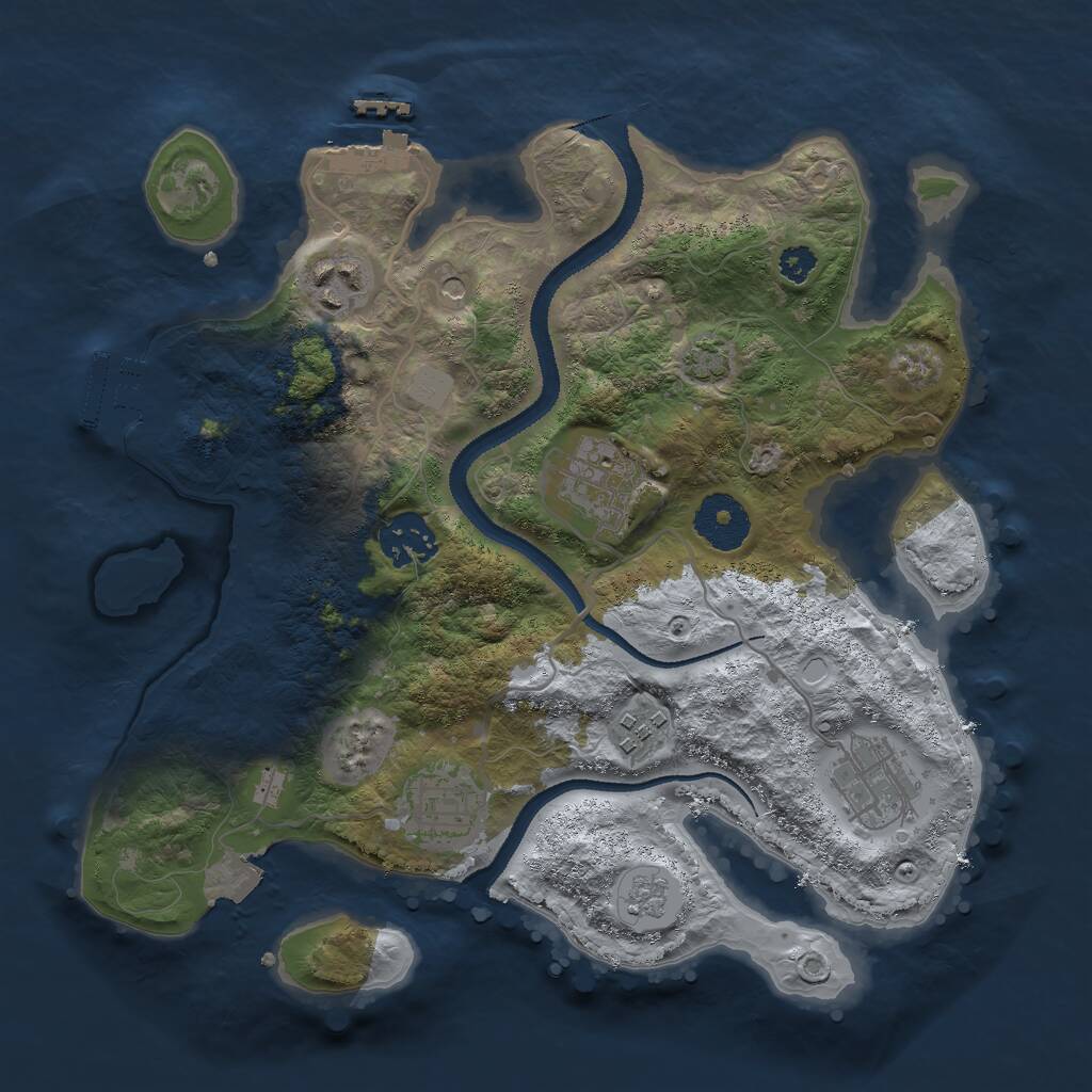 Rust Map: Procedural Map, Size: 3000, Seed: 1822632004, 12 Monuments
