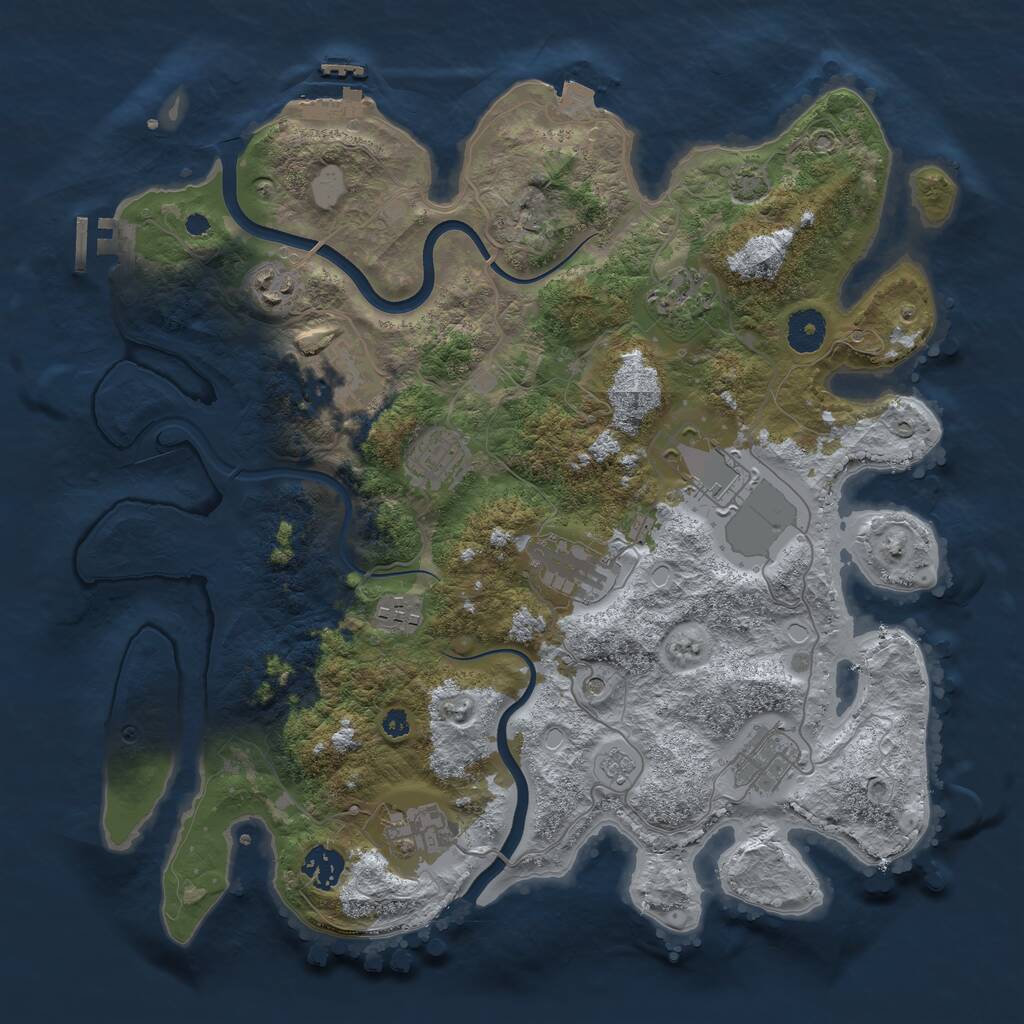Rust Map: Procedural Map, Size: 3700, Seed: 1861567747, 16 Monuments