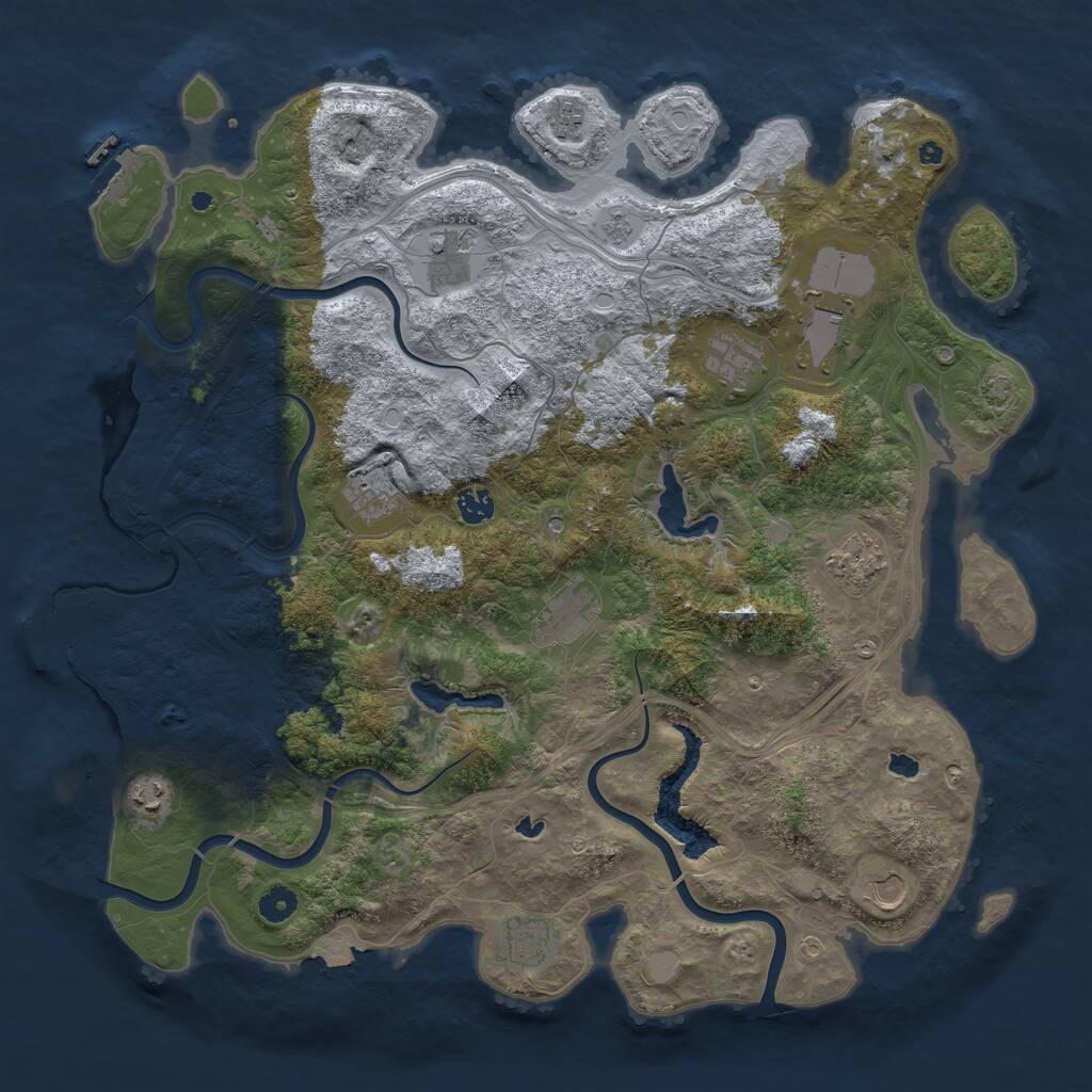 Rust Map: Procedural Map, Size: 4500, Seed: 2033584147, 17 Monuments