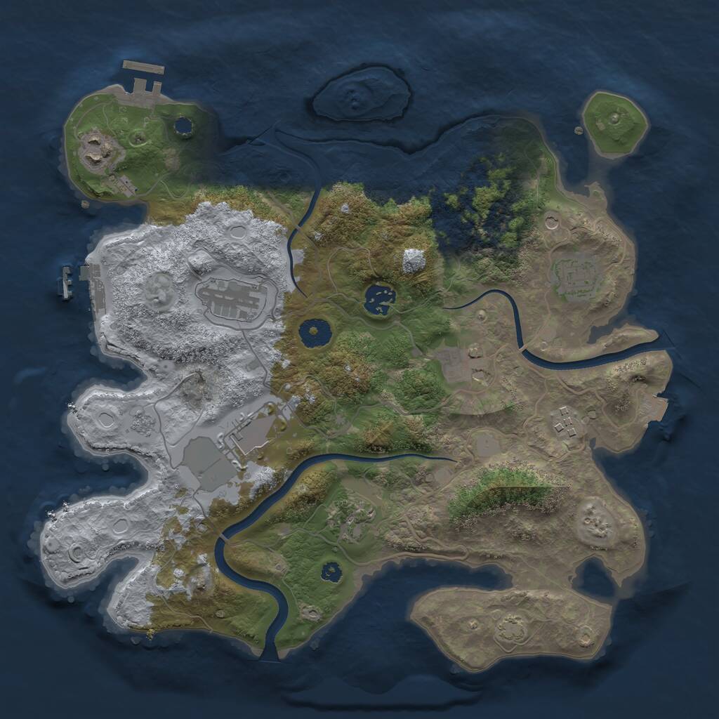 Rust Map: Procedural Map, Size: 3500, Seed: 490302, 14 Monuments