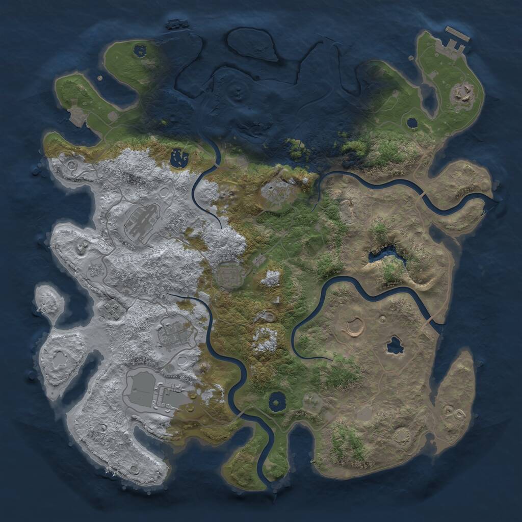 Rust Map: Procedural Map, Size: 4096, Seed: 1688604026, 15 Monuments