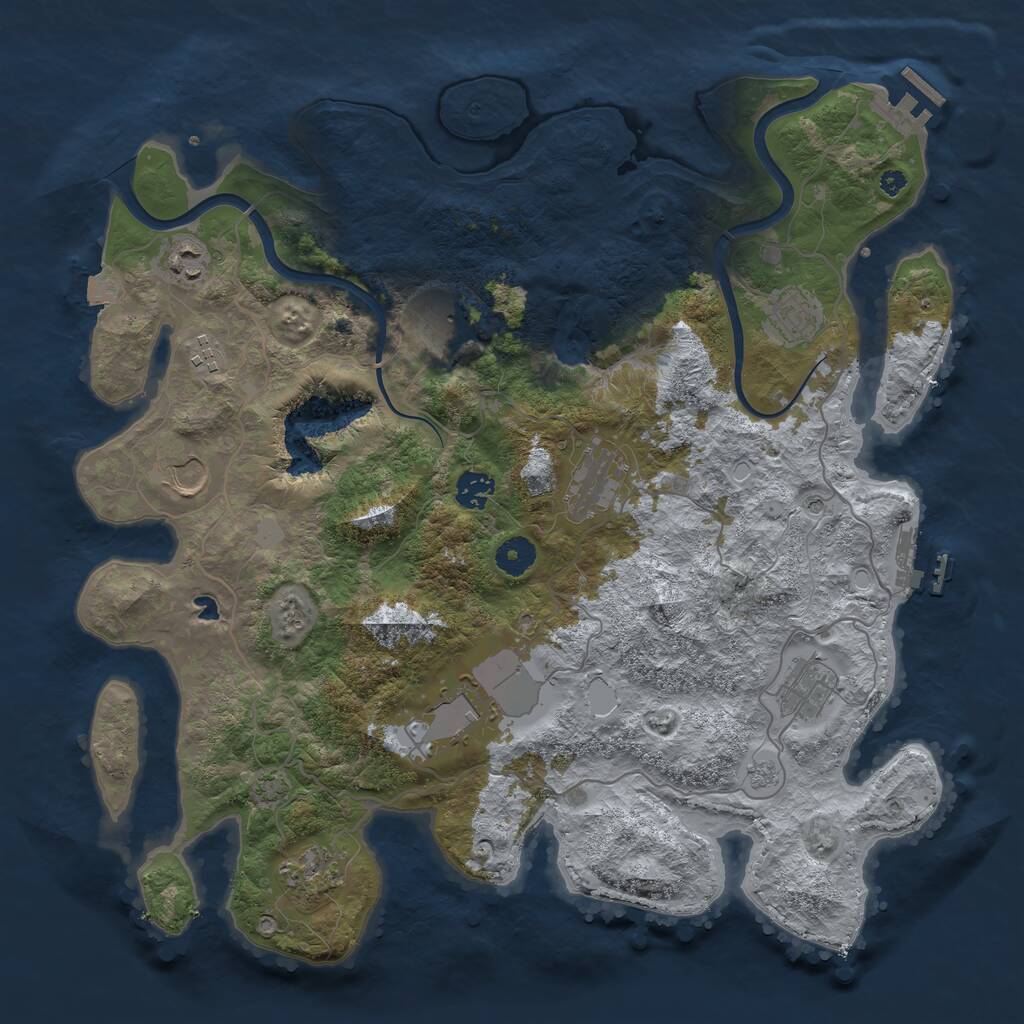 Rust Map: Procedural Map, Size: 4000, Seed: 881292, 16 Monuments