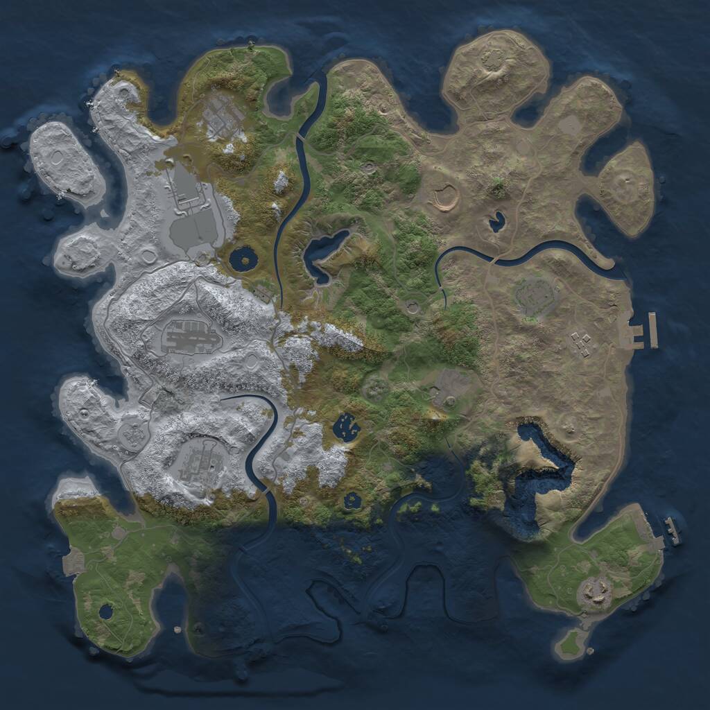Rust Map: Procedural Map, Size: 4000, Seed: 228214, 16 Monuments