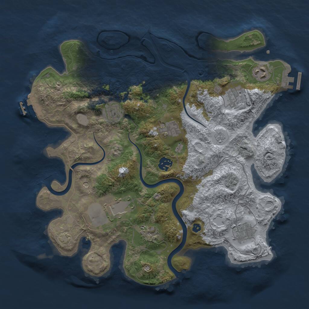 Rust Map: Procedural Map, Size: 3500, Seed: 252080, 15 Monuments