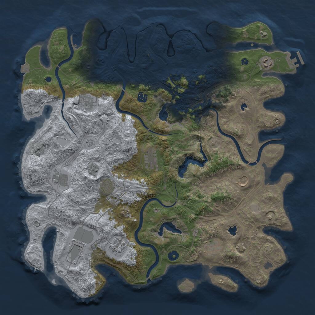 Rust Map: Procedural Map, Size: 4500, Seed: 513202, 16 Monuments