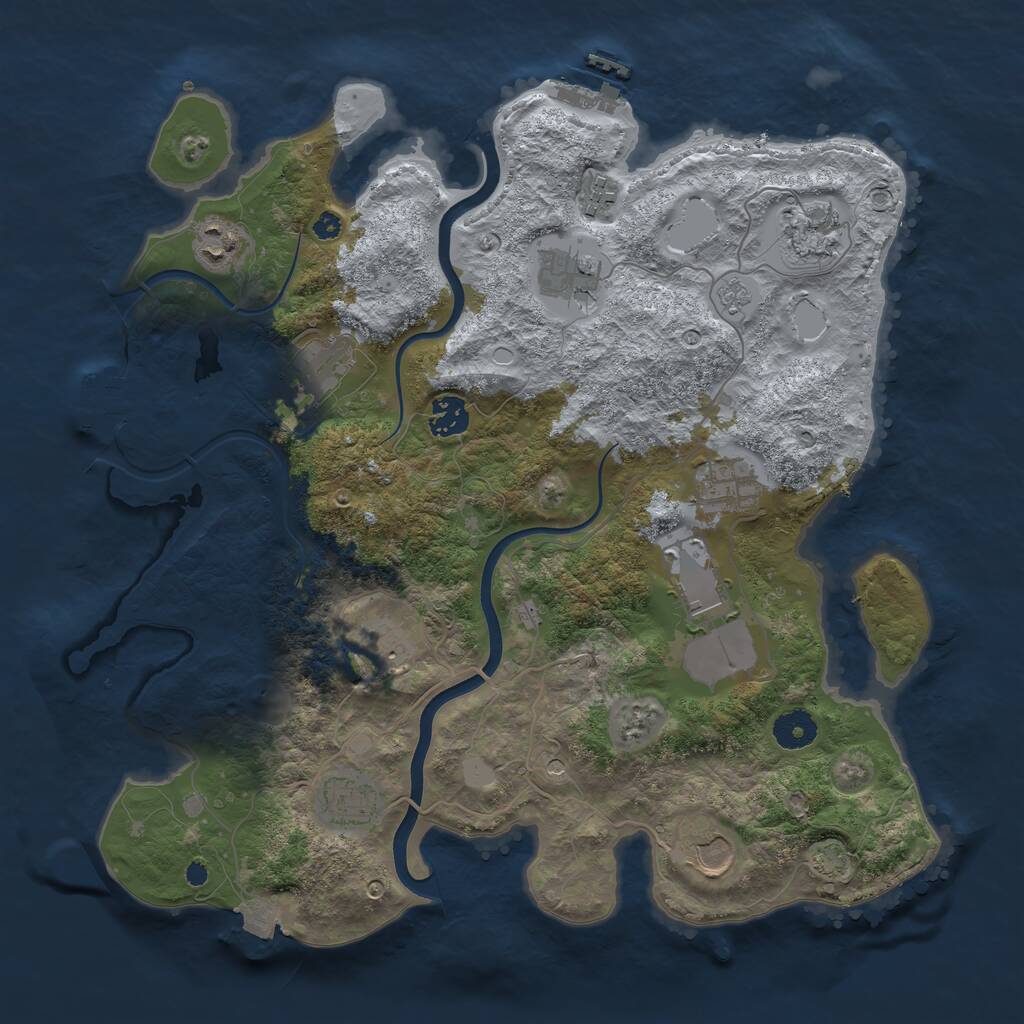Rust Map: Procedural Map, Size: 3750, Seed: 858767, 17 Monuments