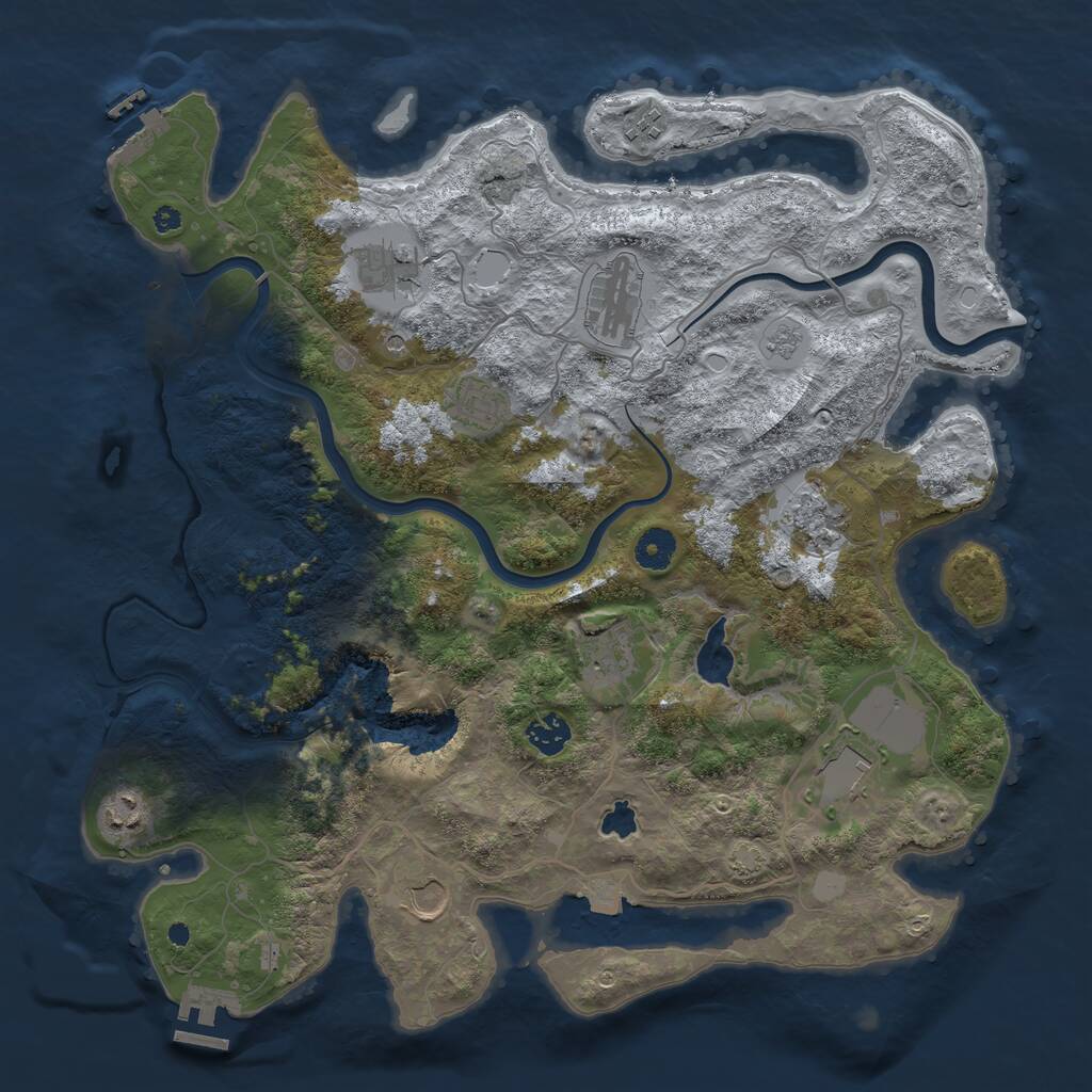 Rust Map: Procedural Map, Size: 4000, Seed: 1245157834, 16 Monuments