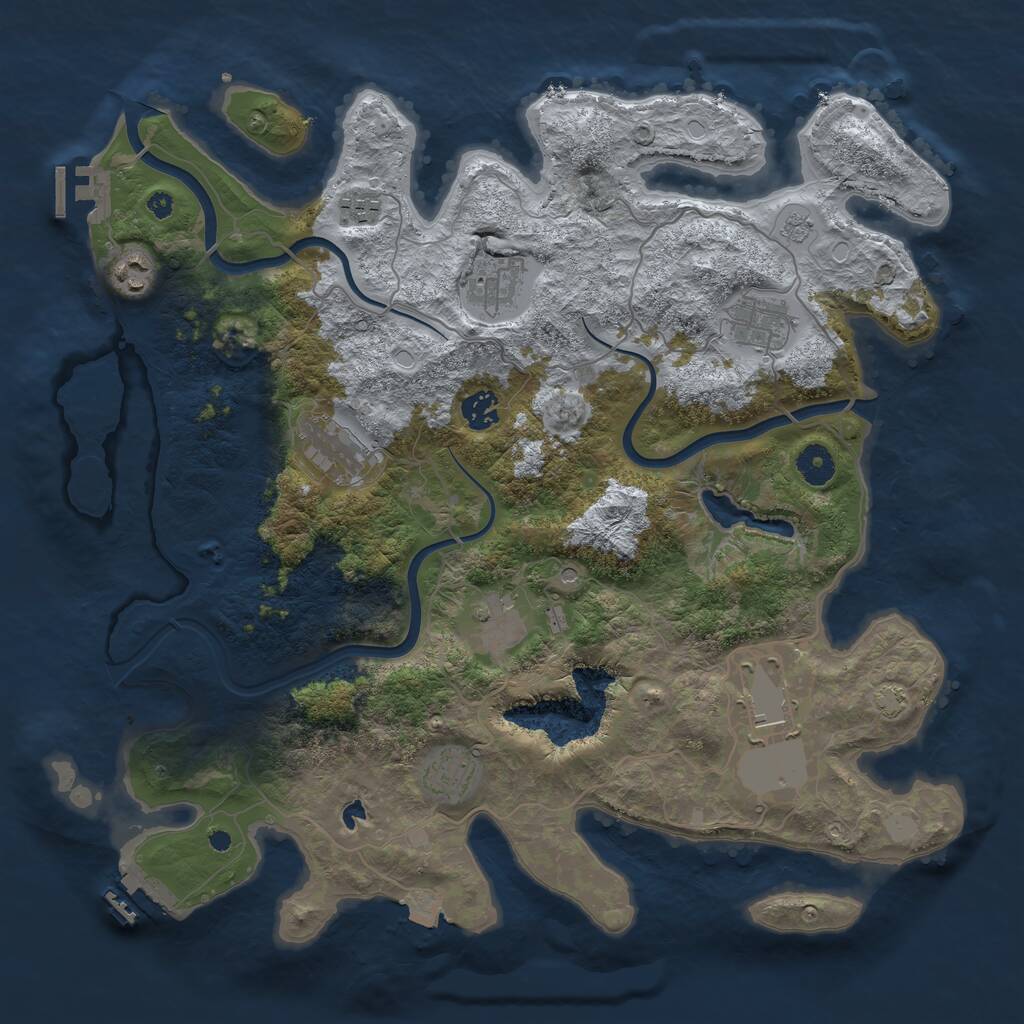 Rust Map: Procedural Map, Size: 4000, Seed: 591693, 15 Monuments