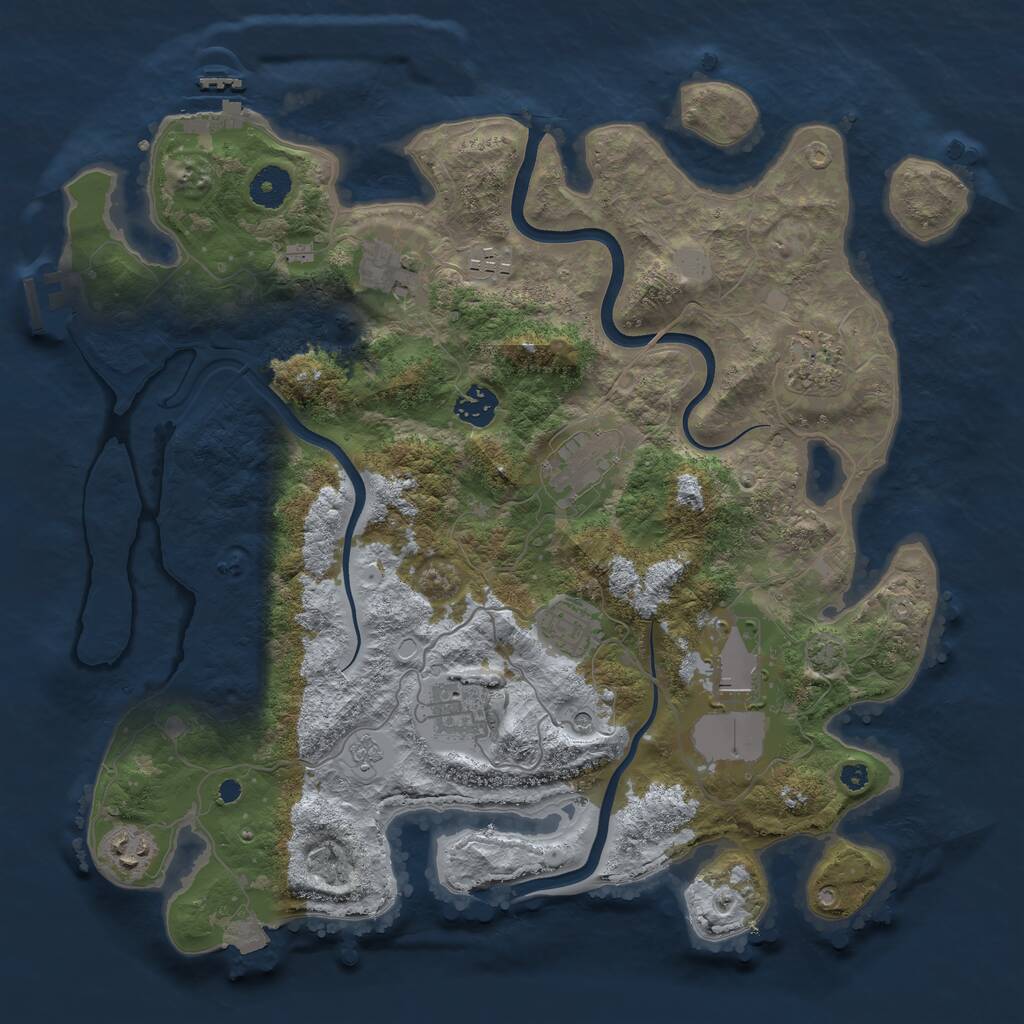 Rust Map: Procedural Map, Size: 3750, Seed: 269590, 15 Monuments