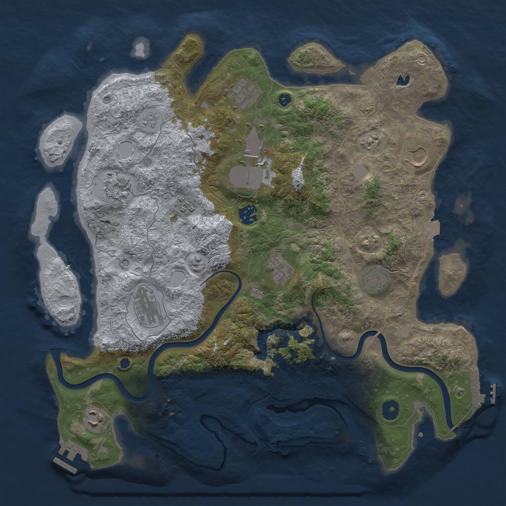 Rust Map: Procedural Map, Size: 4000, Seed: 672163, 16 Monuments