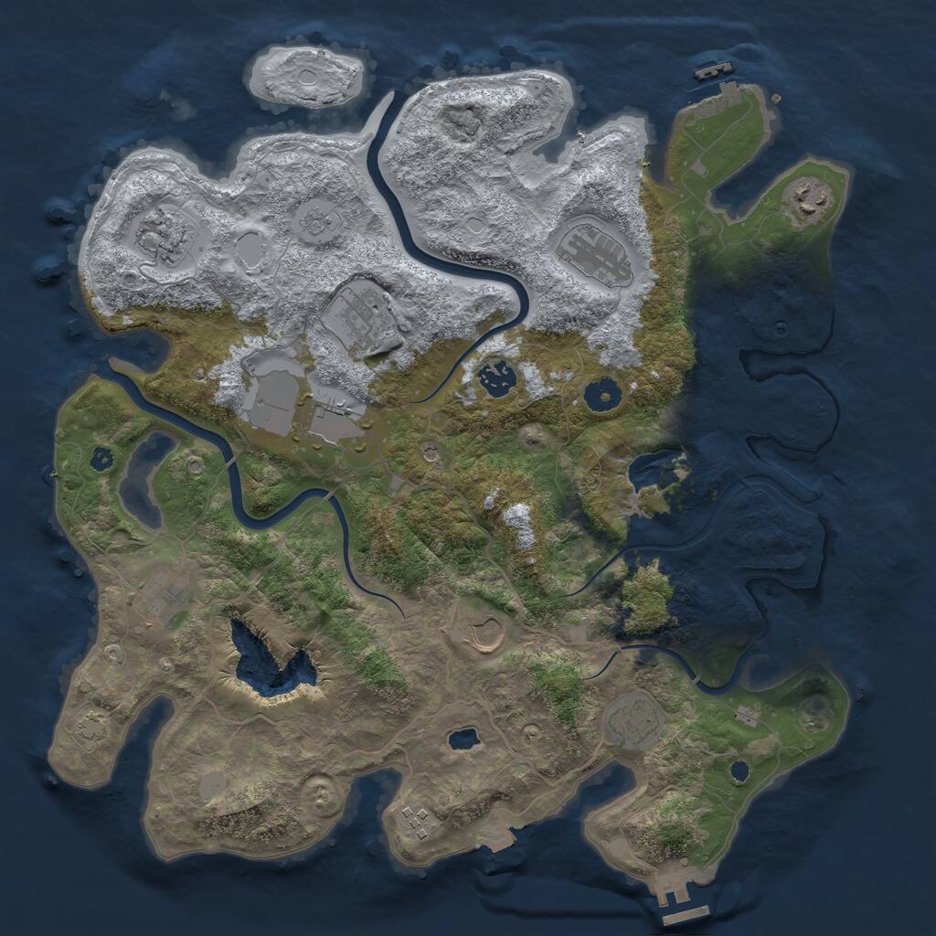 Rust Map: Procedural Map, Size: 4000, Seed: 627599, 16 Monuments