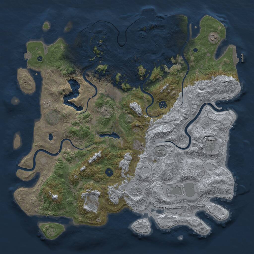Rust Map: Procedural Map, Size: 4800, Seed: 1385677697, 16 Monuments