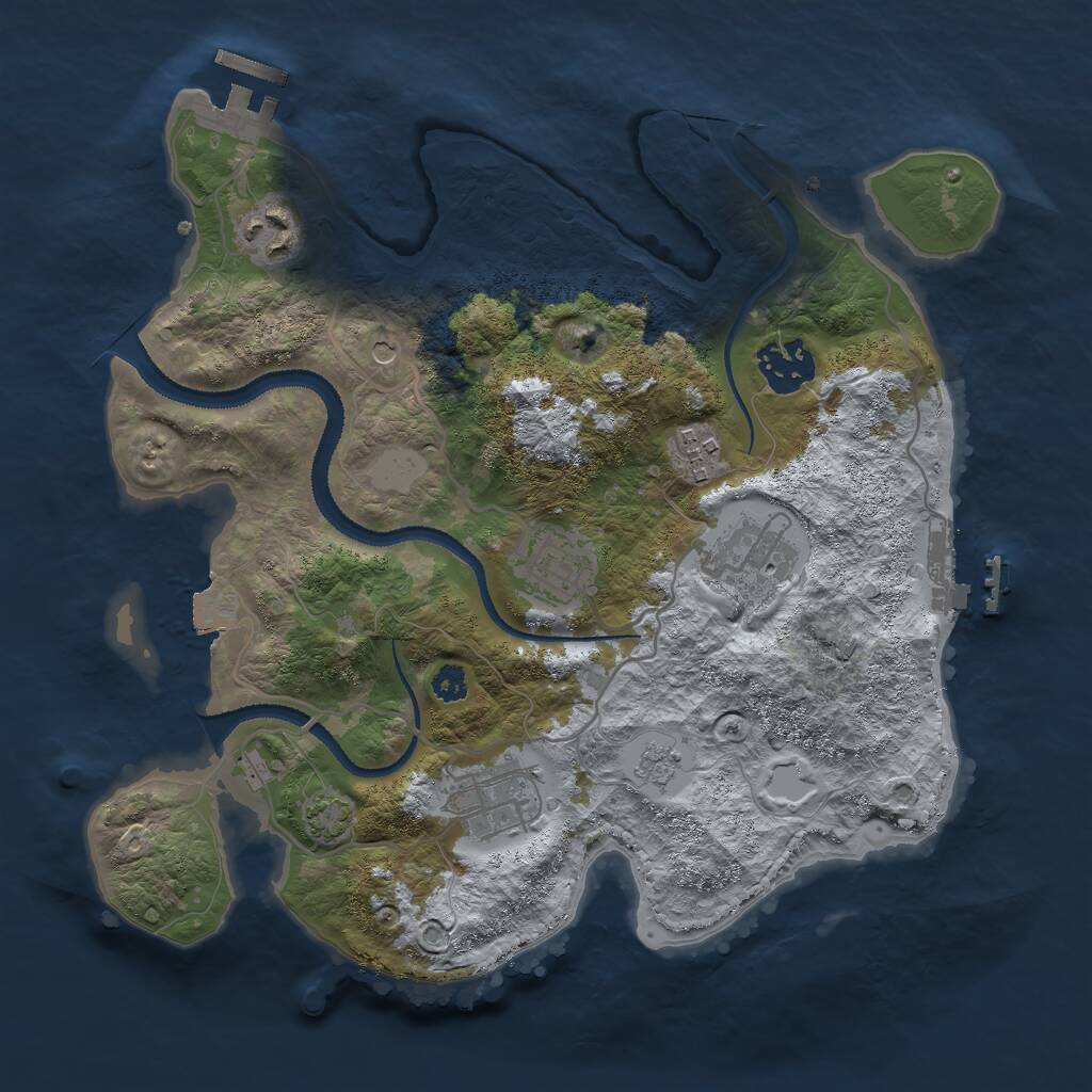 Rust Map: Procedural Map, Size: 3000, Seed: 1247533680, 12 Monuments