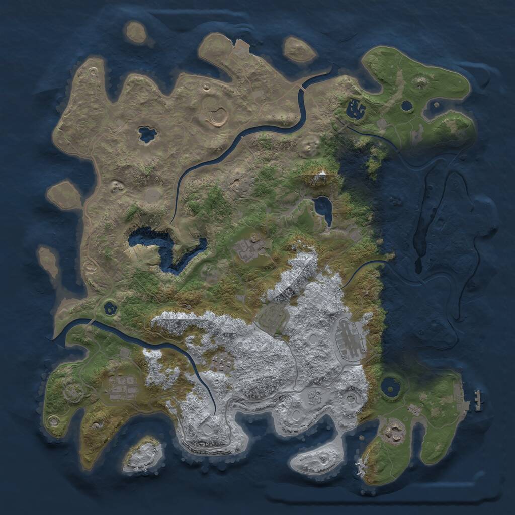 Rust Map: Procedural Map, Size: 4000, Seed: 880969, 14 Monuments