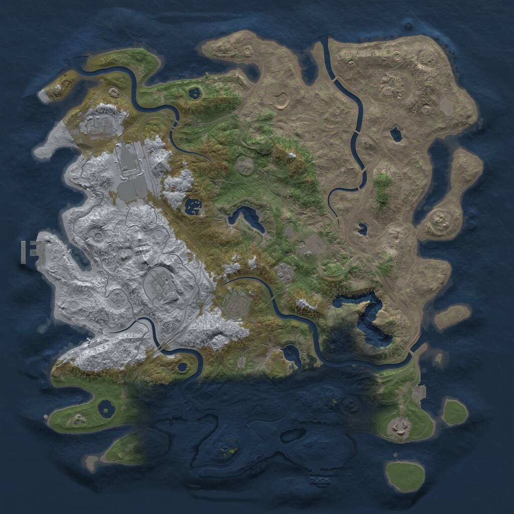 Rust Map: Procedural Map, Size: 4500, Seed: 104456, 16 Monuments