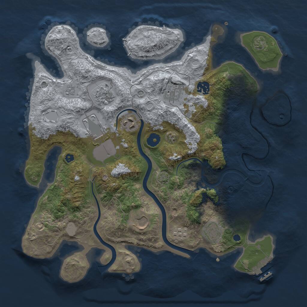 Rust Map: Procedural Map, Size: 3500, Seed: 596946, 13 Monuments