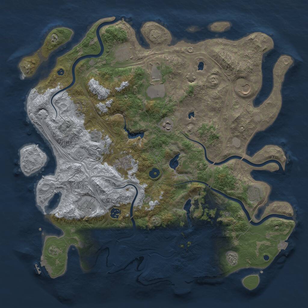 Rust Map: Procedural Map, Size: 4500, Seed: 762775834, 16 Monuments
